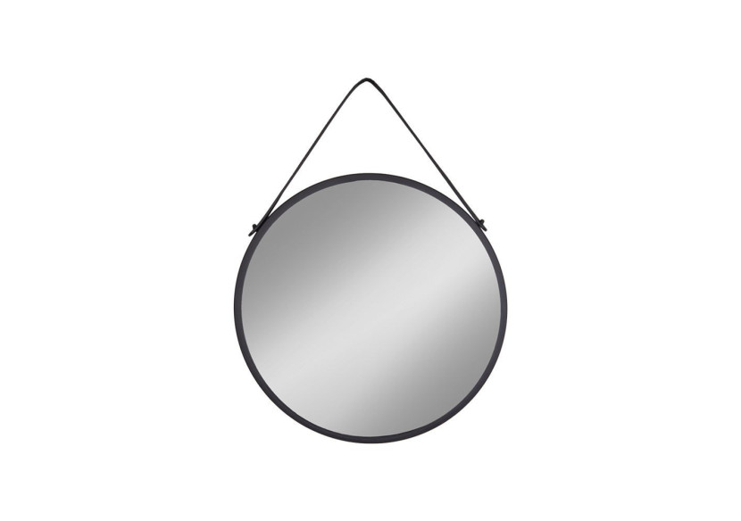 Miroir Trapani - Cadre en acier noir avec sangle PU 38 cm - 4001060 - House Nordic
