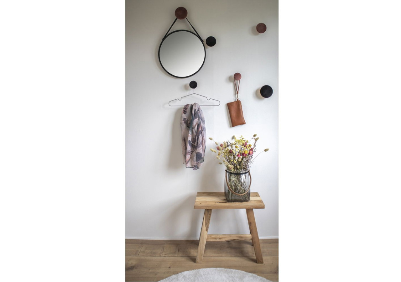 Miroir Trapani - Cadre en acier noir avec sangle PU 38 cm - 4001060 - House Nordic