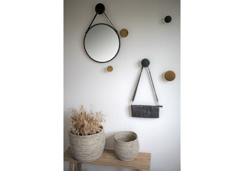 Miroir Trapani - Cadre en acier noir avec sangle PU 38 cm - 4001060 - House Nordic