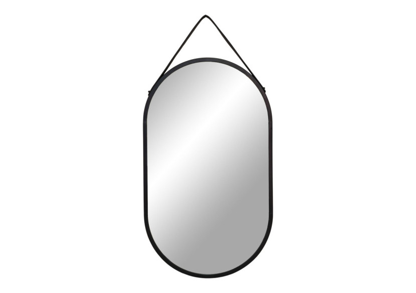 Miroir Trapani - Cadre en acier noir avec sangle PU 35x60 cm - 4001080 - House Nordic