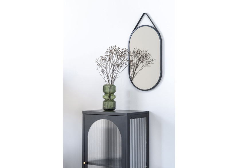 Miroir Trapani - Cadre en acier noir avec sangle PU 35x60 cm - 4001080 - House Nordic