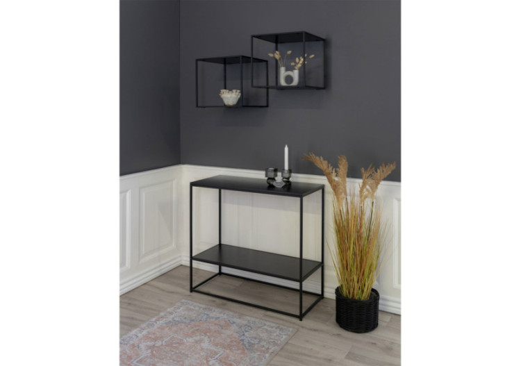 Étagère VITA - Cadre noir avec étagères noires 36 x 36 x 36 cm - 4282240 - House Nordic 2