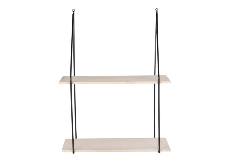 Étagère HAAG - Cadre noir avec 2 étagères en bois naturel 55 x 21 cm - 4291020 - House Nordic 2