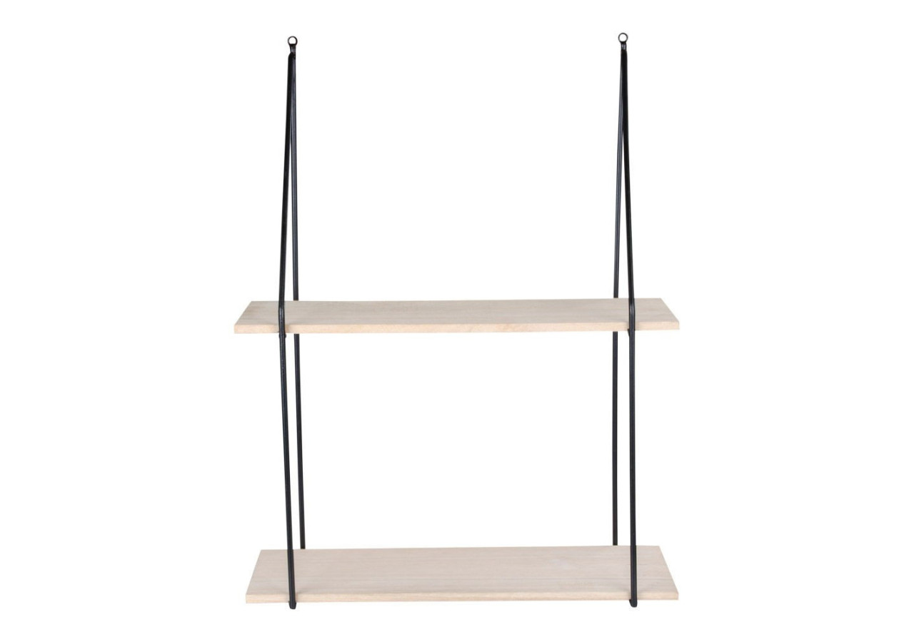 Étagère HAAG - Cadre noir avec 2 étagères en bois naturel 55 x 21 cm - 4291020 - House Nordic