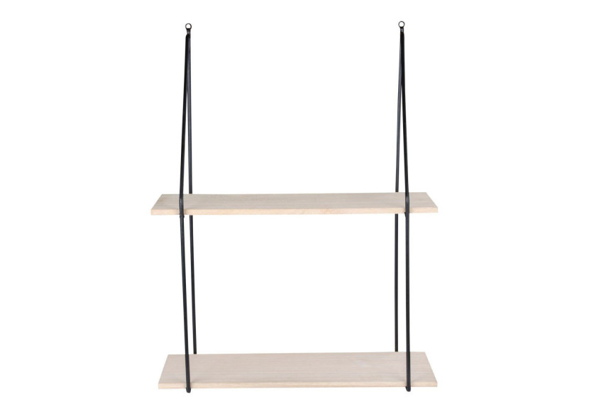 Étagère HAAG - Cadre noir avec 2 étagères en bois naturel 55 x 21 cm - 4291020 - House Nordic
