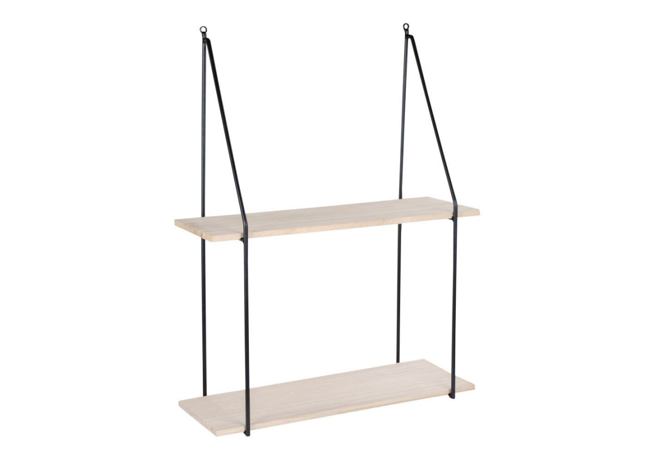 Étagère HAAG - Cadre noir avec 2 étagères en bois naturel 55 x 21 cm - 4291020 - House Nordic