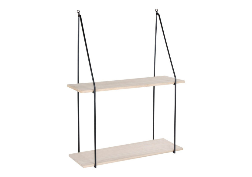 Étagère HAAG - Cadre noir avec 2 étagères en bois naturel 55 x 21 cm - 4291020 - House Nordic