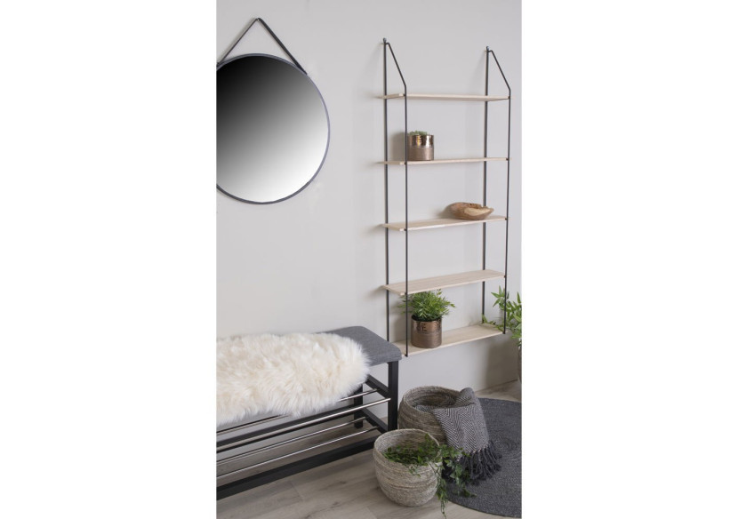 Étagère EINDHOVEN - Cadre noir avec 5 étagères en bois naturel 65 x 17 x 145 cm - 4291080 - House Nordic