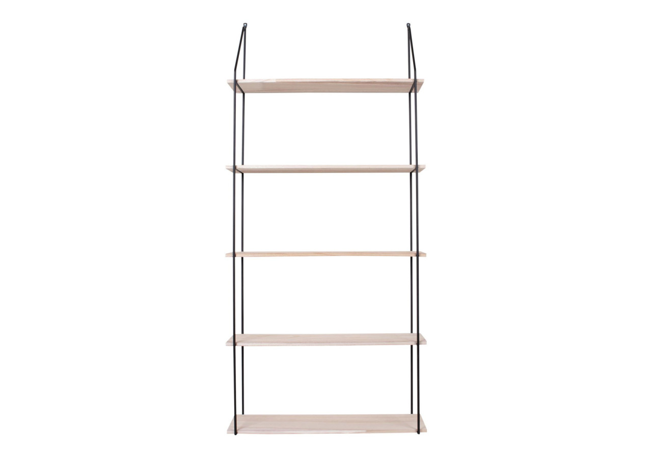 Étagère EINDHOVEN - Cadre noir avec 5 étagères en bois naturel 65 x 17 x 145 cm - 4291080 - House Nordic