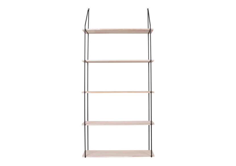 Étagère EINDHOVEN - Cadre noir avec 5 étagères en bois naturel 65 x 17 x 145 cm - 4291080 - House Nordic