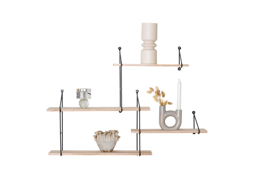 Étagère HARLEM - Cadre noir avec 4 étagères en bois naturel 99 x 17,5 x 62 cm - 4291085 - House Nordic
