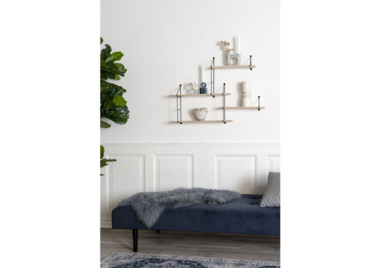 Étagère HARLEM - Cadre noir avec 4 étagères en bois naturel 99 x 17,5 x 62 cm - 4291085 - House Nordic 2