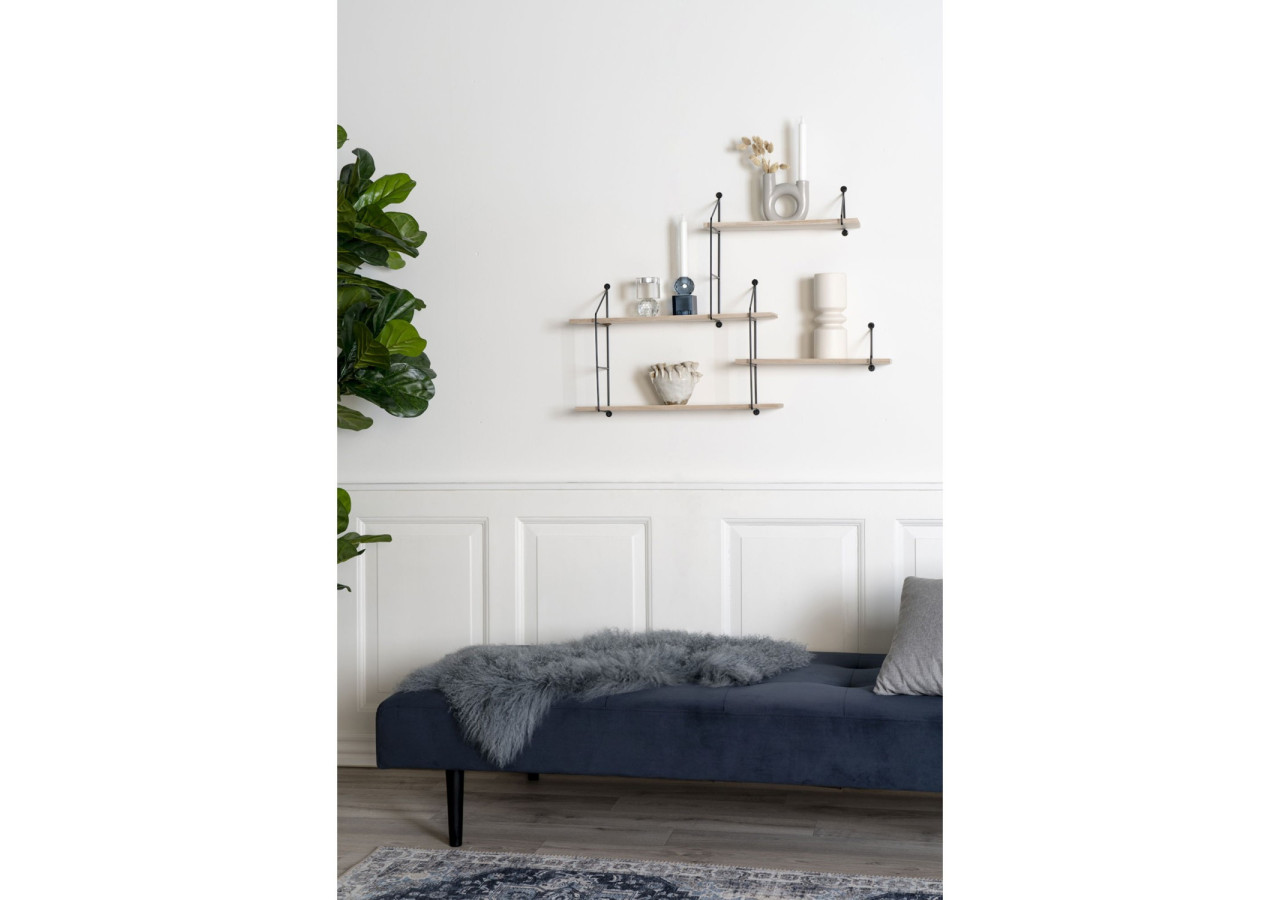 Étagère HARLEM - Cadre noir avec 4 étagères en bois naturel 99 x 17,5 x 62 cm - 4291085 - House Nordic