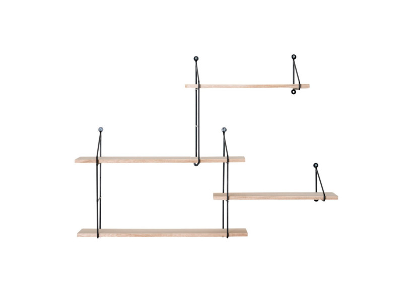 Étagère HARLEM - Cadre noir avec 4 étagères en bois naturel 99 x 17,5 x 62 cm - 4291085 - House Nordic