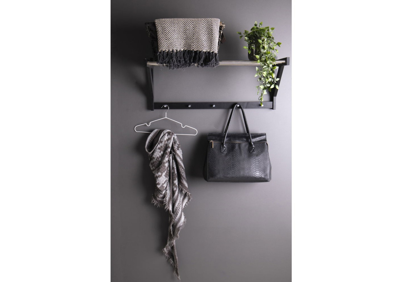 Étagère à chapeaux PADOVA - Bois noir et métal 78 x 32 cm - 4291090 - House Nordic