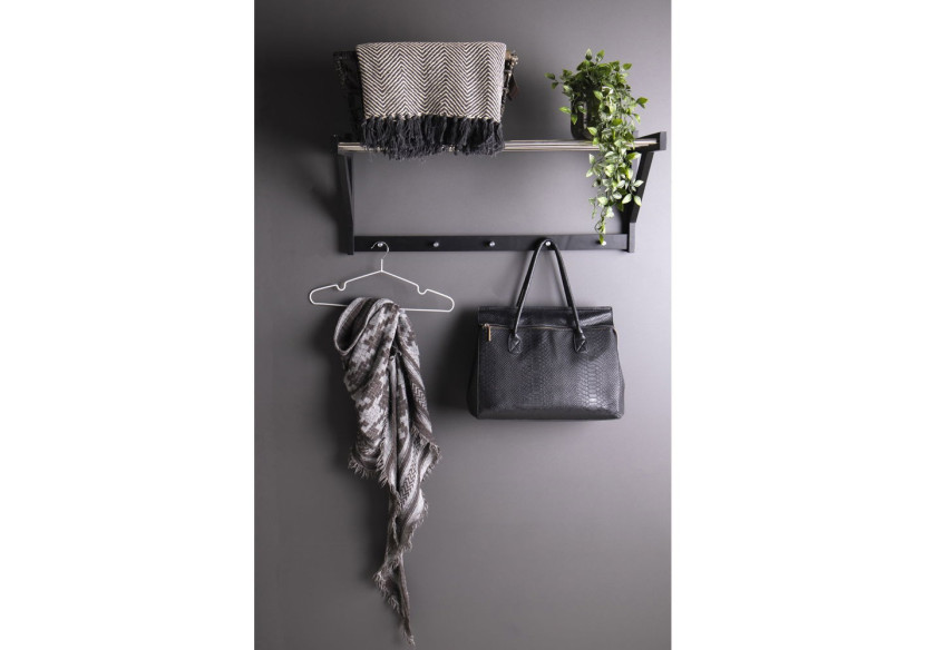 Étagère à chapeaux PADOVA - Bois noir et métal 78 x 32 cm - 4291090 - House Nordic
