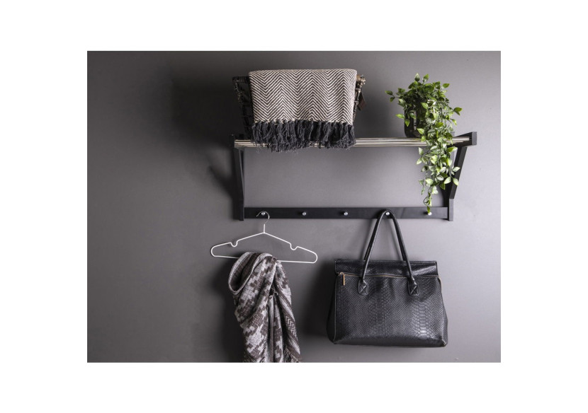 Étagère à chapeaux PADOVA - Bois noir et métal 78 x 32 cm - 4291090 - House Nordic