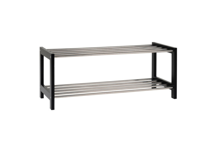 Rangement à chaussures PADOVA - Rack noir avec 2 niveaux en métal 78 x 34 cm - 4291095 - House Nordic