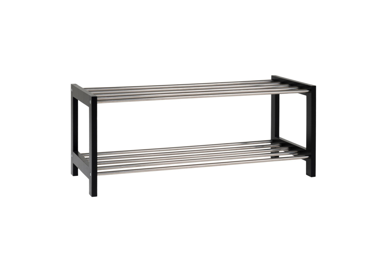 Rangement à chaussures PADOVA - Rack noir avec 2 niveaux en métal 78 x 34 cm - 4291095 - House Nordic