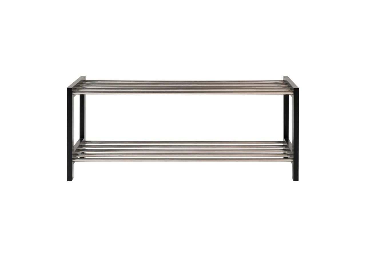 Rangement à chaussures PADOVA - Rack noir avec 2 niveaux en métal 78 x 34 cm - 4291095 - House Nordic