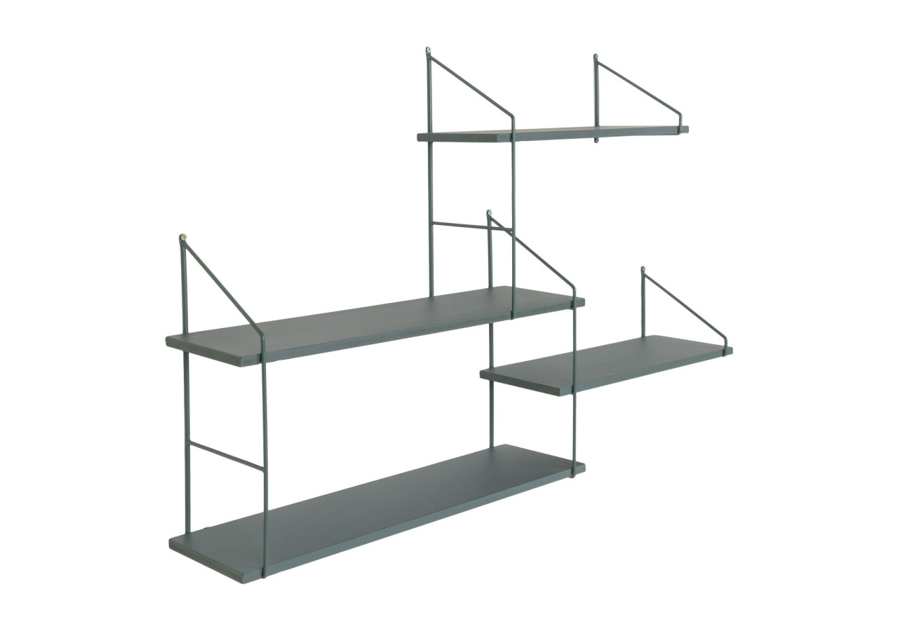 Étagère Harlem - Étagère murale avec cadre vert et 4 étagères vertes - 4291130 - House Nordic