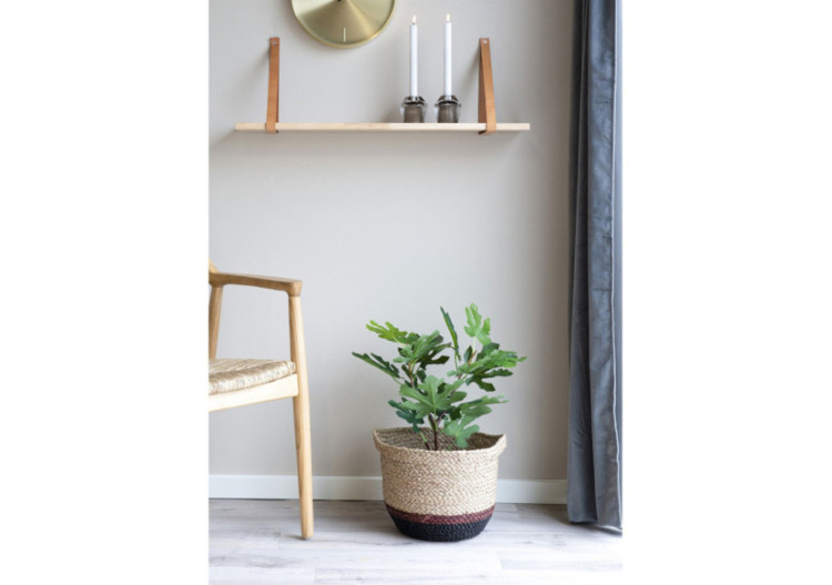 Étagère Forno - Étagère en bois naturel avec sangles en cuir marron 80x20 cm - 4292000 - House Nordic 2