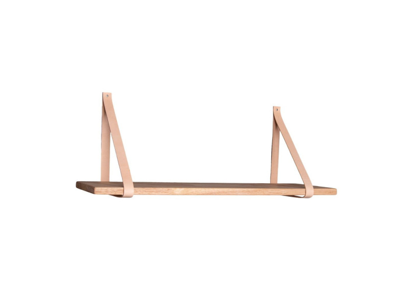 Étagère Forno - Étagère en bois naturel avec sangles en cuir marron 120x20 cm - 4292001 - House Nordic