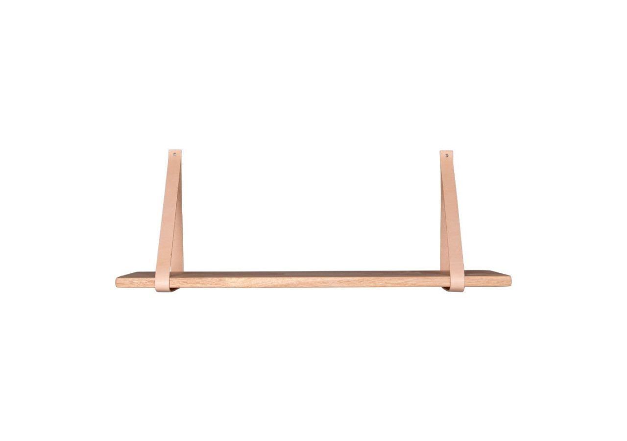 Étagère Forno - Étagère en bois naturel avec sangles en cuir marron 120x20 cm - 4292001 - House Nordic