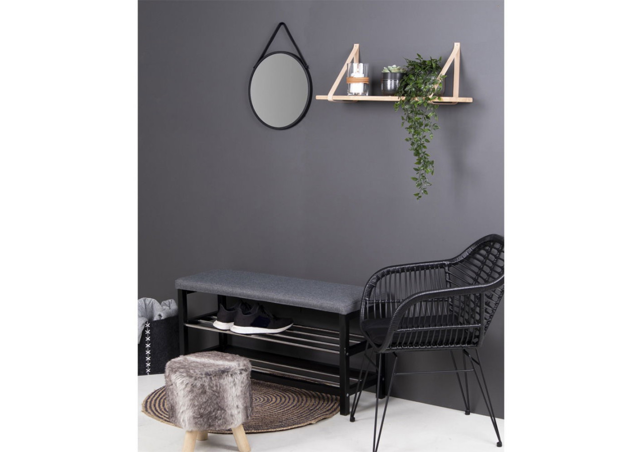 Étagère Forno - Étagère en bois naturel avec sangles en cuir marron 120x20 cm - 4292001 - House Nordic