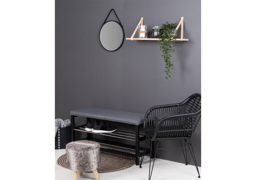 Étagère Forno - Étagère en bois naturel avec sangles en cuir marron 120x20 cm - 4292001 - House Nordic