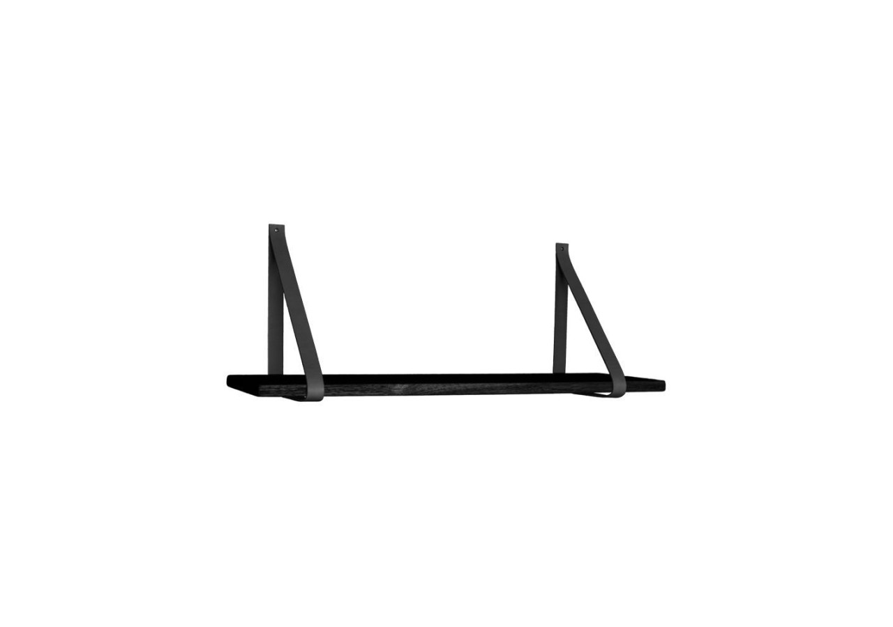 Étagère Forno - Étagère noire avec sangles en cuir noir 80x20 cm - 4292015 - House Nordic