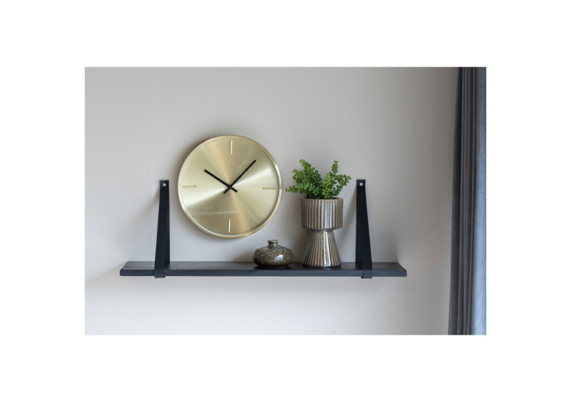 Étagère Forno - Étagère noire avec sangles en cuir noir 80x20 cm - 4292015 - House Nordic