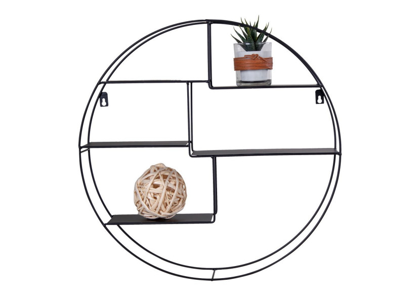 Étagère Genk - Étagère ronde avec cadre en acier noir 47x10 cm - 4292140 - House Nordic