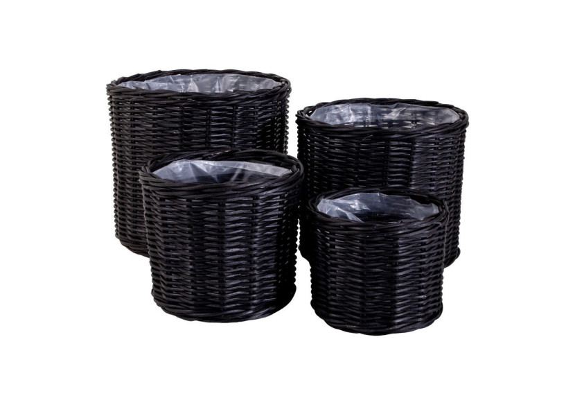 Ensemble de 4 Bacs Bogor - Bacs ronds noirs avec doublure - 4401121 - House Nordic