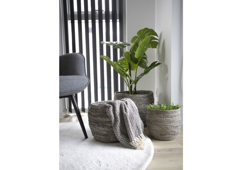 Ensemble de 3 Bacs Tivoli - Bacs ronds en feuille de maïs grise - 4401140 - House Nordic Ensemble de 3 Bacs Tivoli - Bacs ronds en feuille de maïs grise - 4401140 - House Nordic