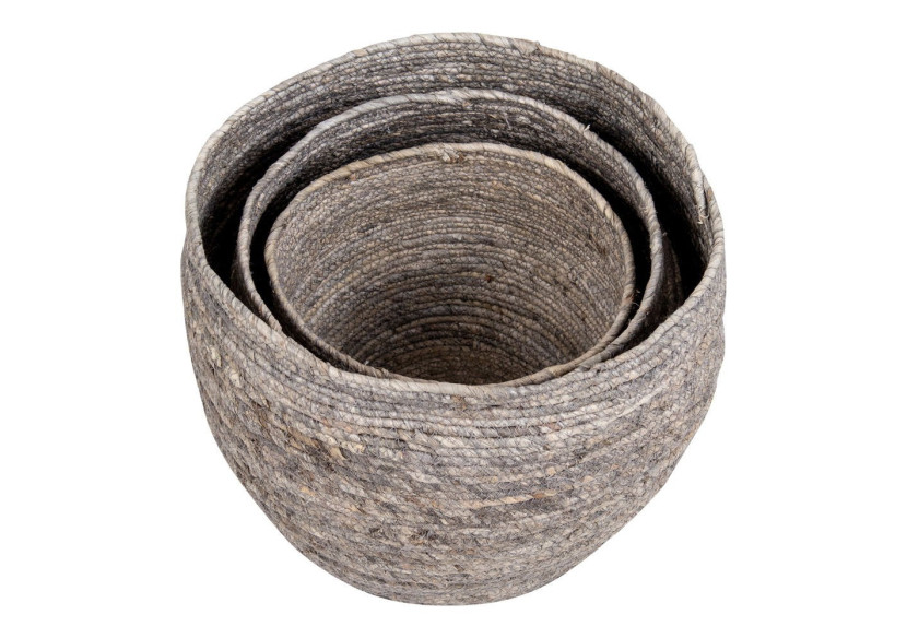 Ensemble de 3 Bacs Tivoli - Bacs ronds en feuille de maïs grise - 4401140 - House Nordic Ensemble de 3 Bacs Tivoli - Bacs ronds en feuille de maïs grise - 4401140 - House Nordic