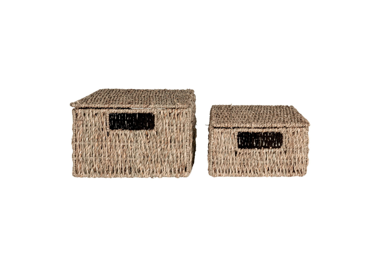 Bacs Rectangulaires Venoso - Panier en herbe de mer avec couvercle, set de 2 - 4401390 - House Nordic