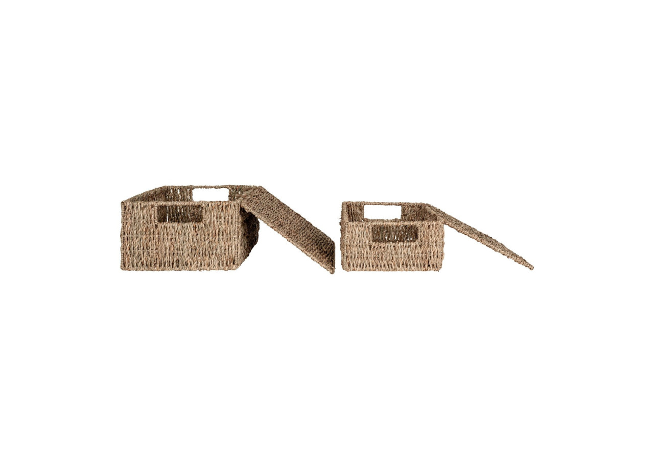 Bacs Rectangulaires Venoso - Panier en herbe de mer avec couvercle, set de 2 - 4401390 - House Nordic
