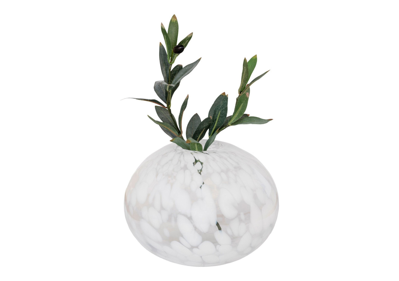 Vase en Verre - Vase en verre soufflé à la bouche avec pois blancs 22x17 cm - 4441340 - House Nordic