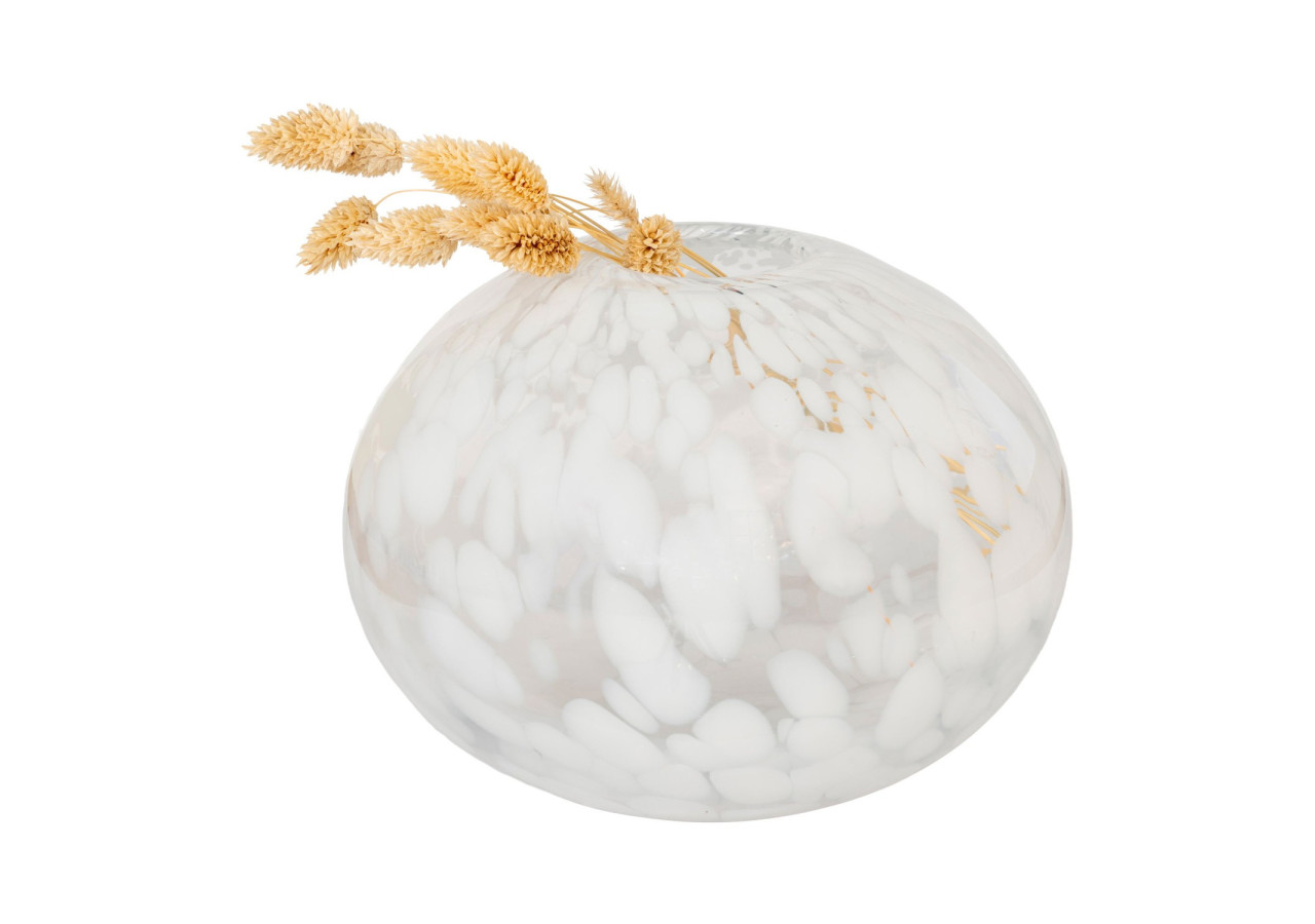 Vase en Verre - Vase en verre soufflé à la bouche avec pois blancs 22x17 cm - 4441340 - House Nordic