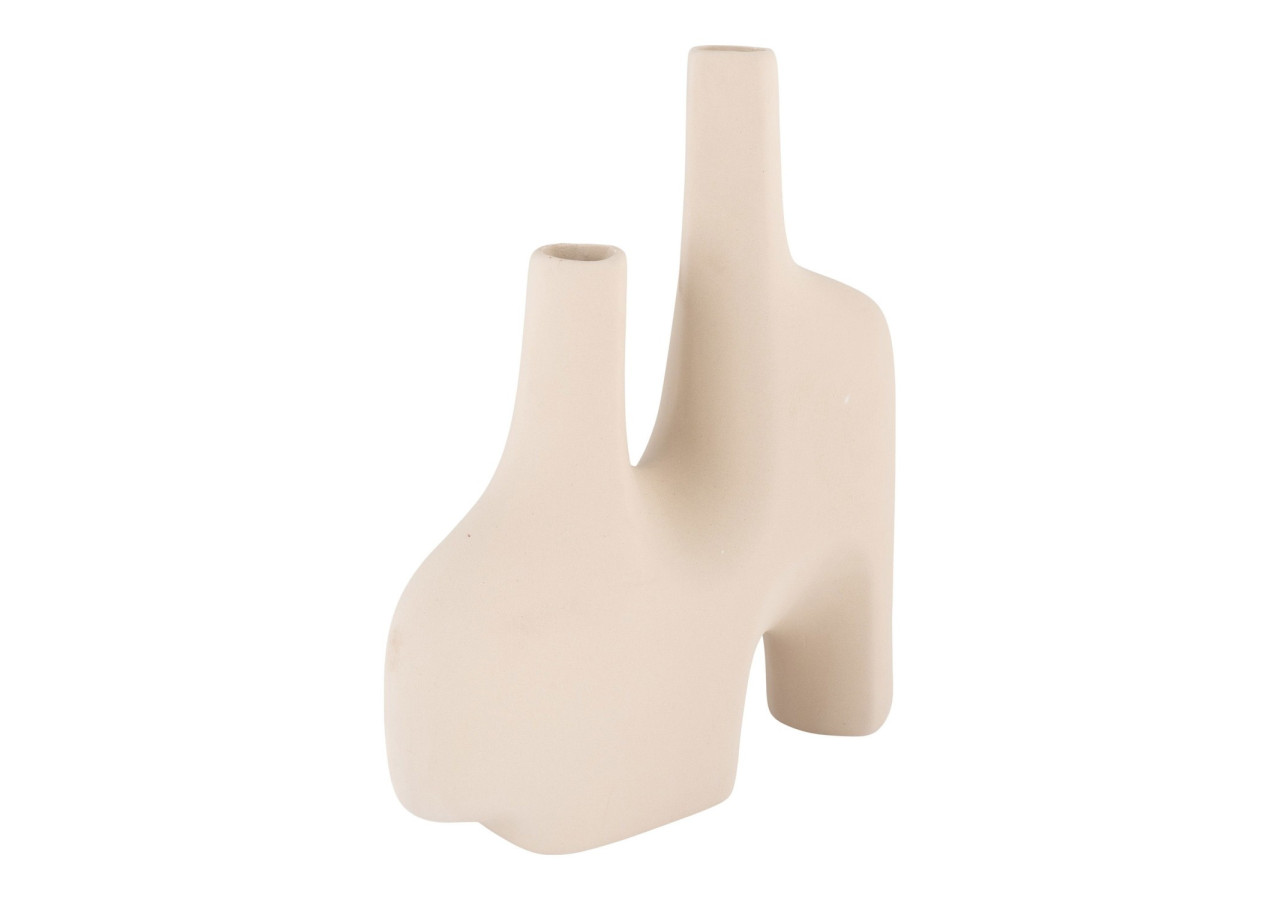 Vase en Céramique - Vase en céramique sable avec deux ouvertures 8x23,5x27 cm - 4441700 - House Nordic