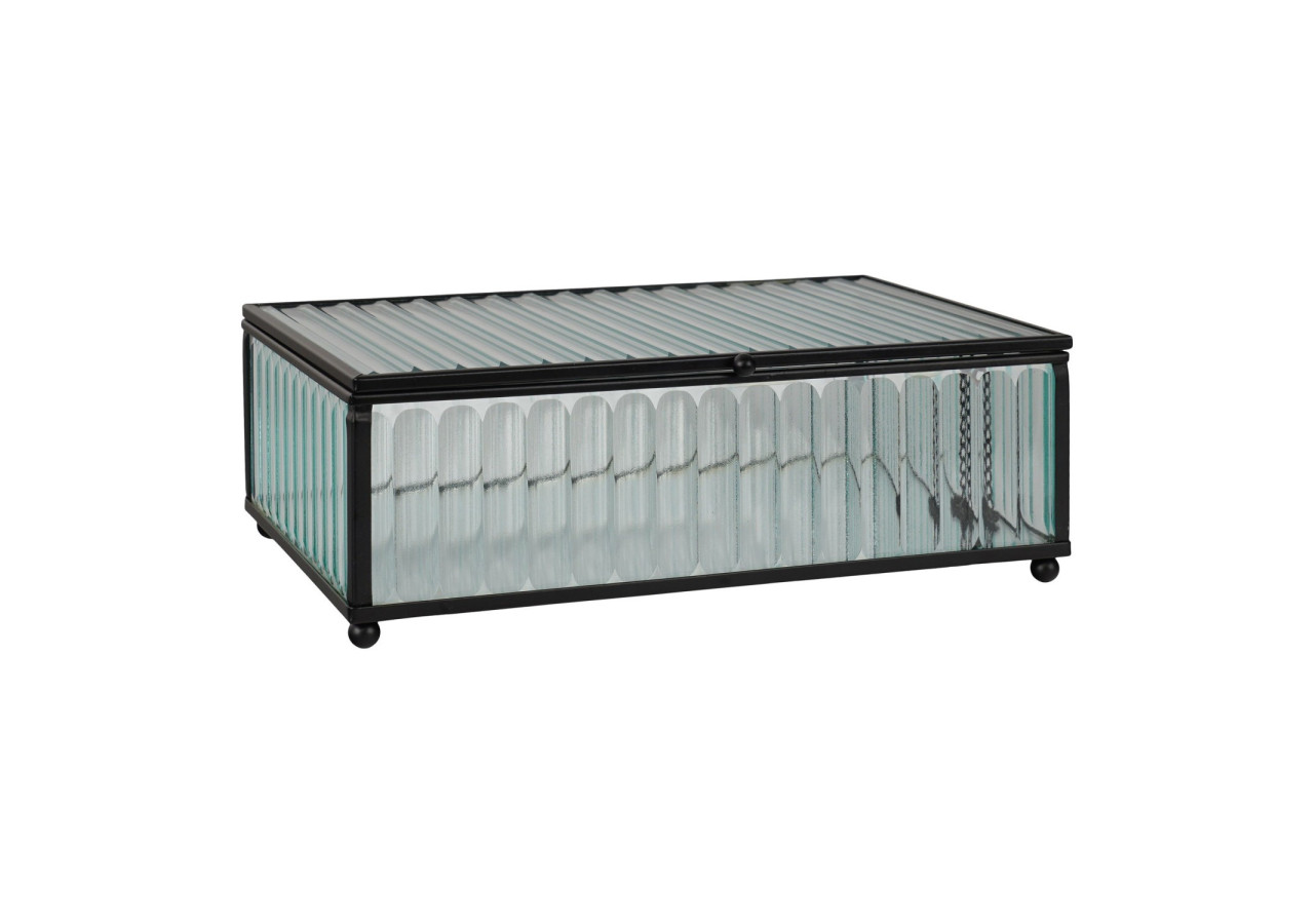 Boîte Santorini - Boîte en verre et métal noir 13x20x7 cm - 4442055 - House Nordic