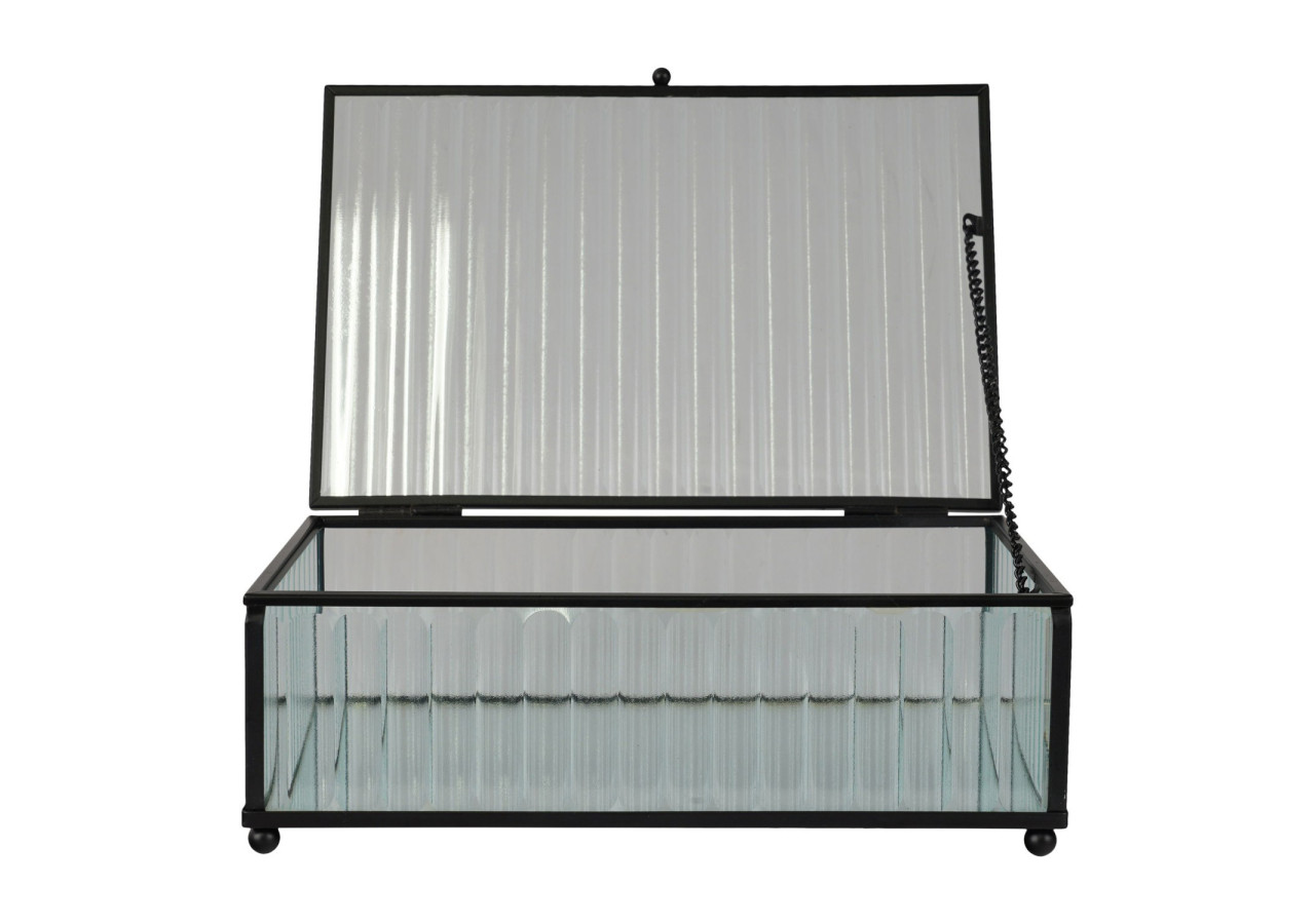 Boîte Santorini - Boîte en verre et métal noir 13x20x7 cm - 4442055 - House Nordic