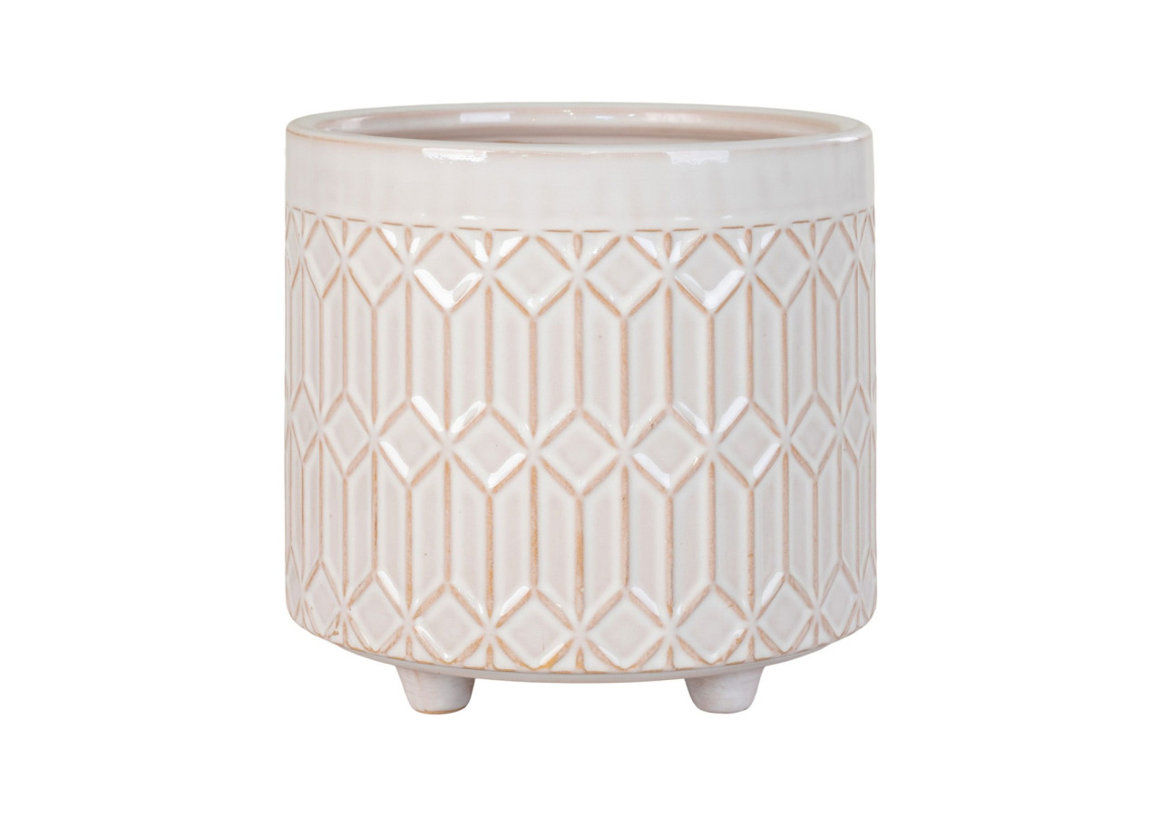 Pots de Fleurs en Céramique - Pot de fleurs en céramique blanche moyen 15,5x16 cm - 4451070 - House Nordic