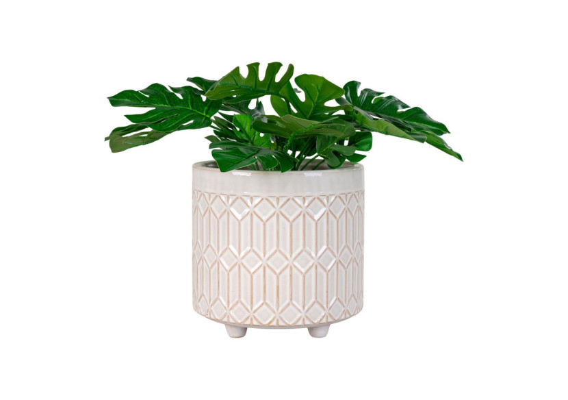 Pots de Fleurs en Céramique - Pot de fleurs en céramique blanche moyen 15,5x16 cm - 4451070 - House Nordic