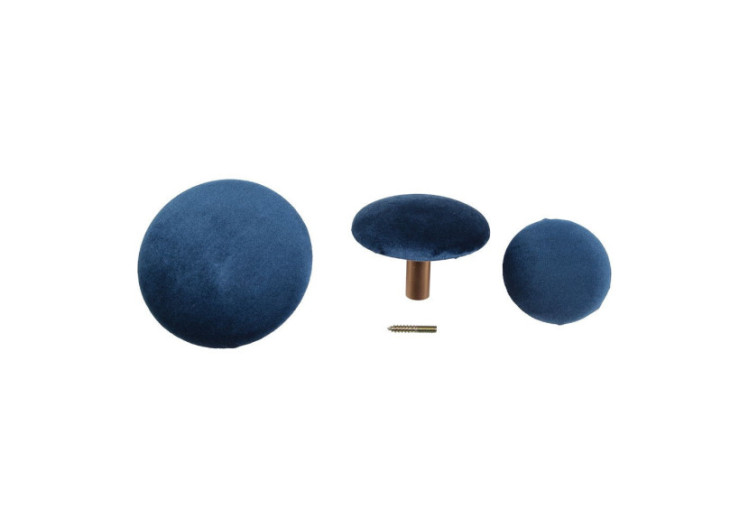 Boutons Giza - 3 boutons en velours bleu et finition laiton - 4494022 - House Nordic