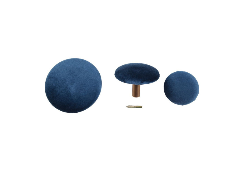 Boutons Giza - 3 boutons en velours bleu et finition laiton - 4494022 - House Nordic
