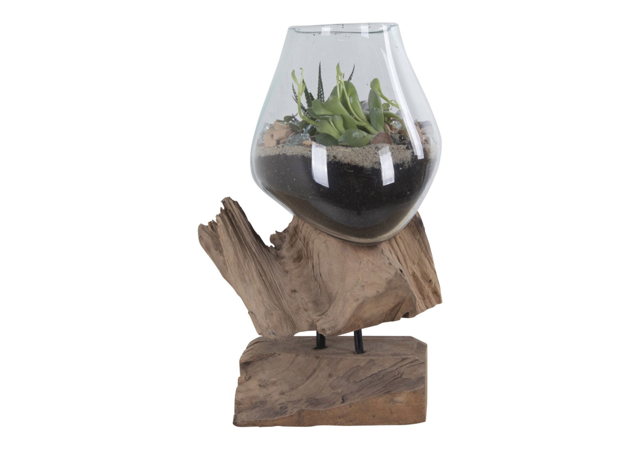 Goutte d'eau San Marino - Décoration en teck et verre H25 cm - 4501050 - House Nordic