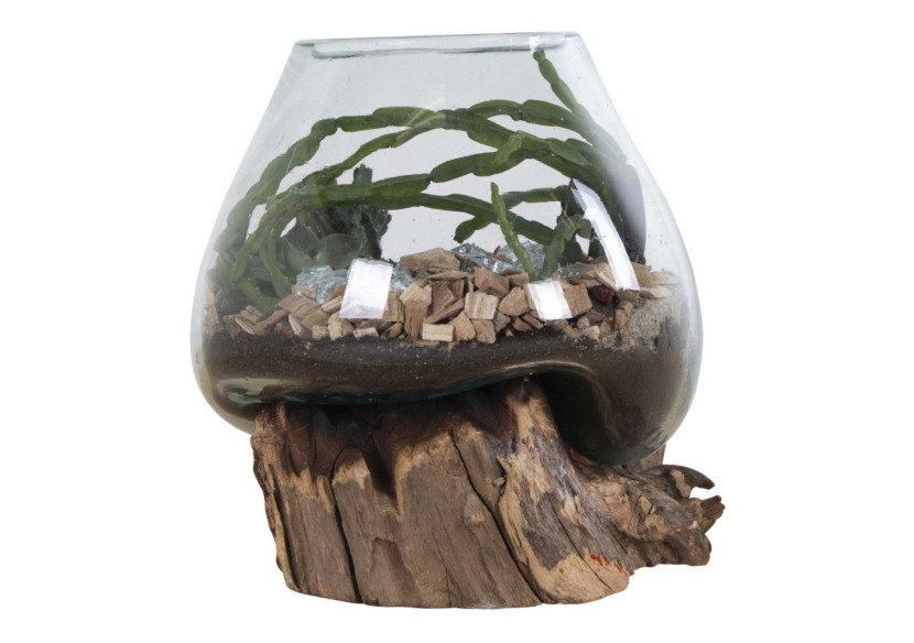 Goutte d'eau San Marino - Décoration en teck et verre H15-20 cm - 4501051 - House Nordic