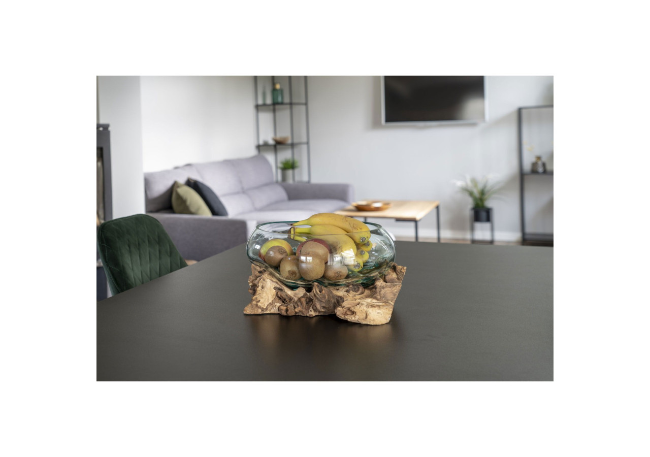 Goutte d'eau San Marino - Décoration en teck et verre 26 x H20 cm - 4501054 - House Nordic